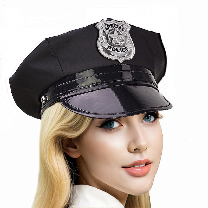Soochat Police Hat Cop Hat Policeman Cap Police Cosplay Halloween Party Accessories - Image 2
